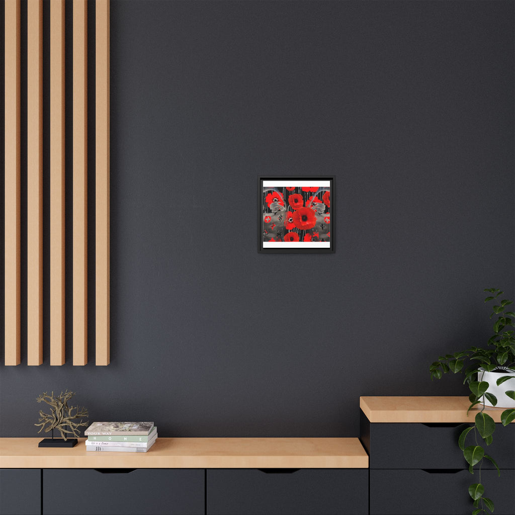 Framed Poppy Canvas Art — Bold Red Floral Wall Decor