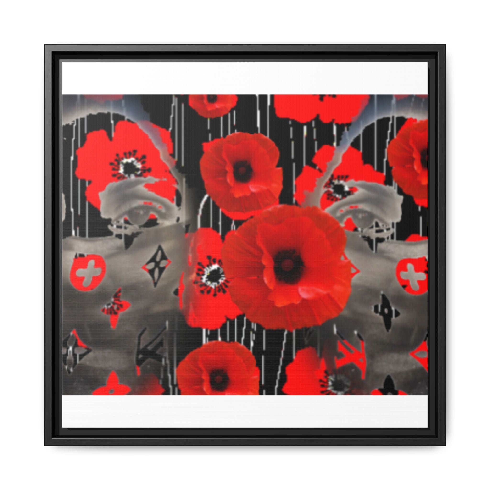 Framed Poppy Canvas Art — Bold Red Floral Wall Decor
