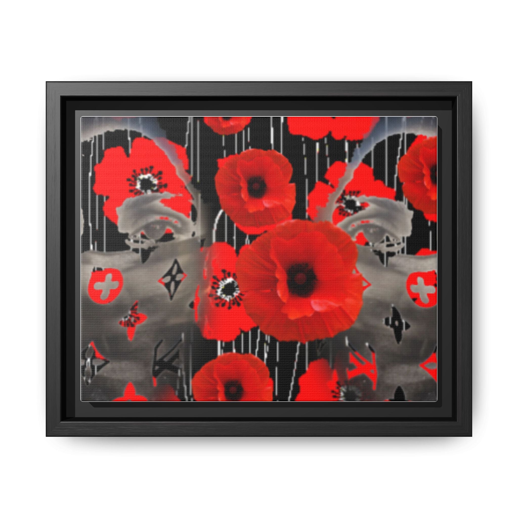 Framed Poppy Canvas Art — Bold Red Floral Wall Decor