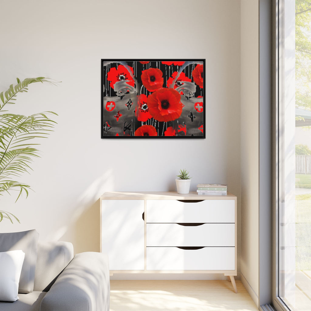 Framed Poppy Canvas Art — Bold Red Floral Wall Decor