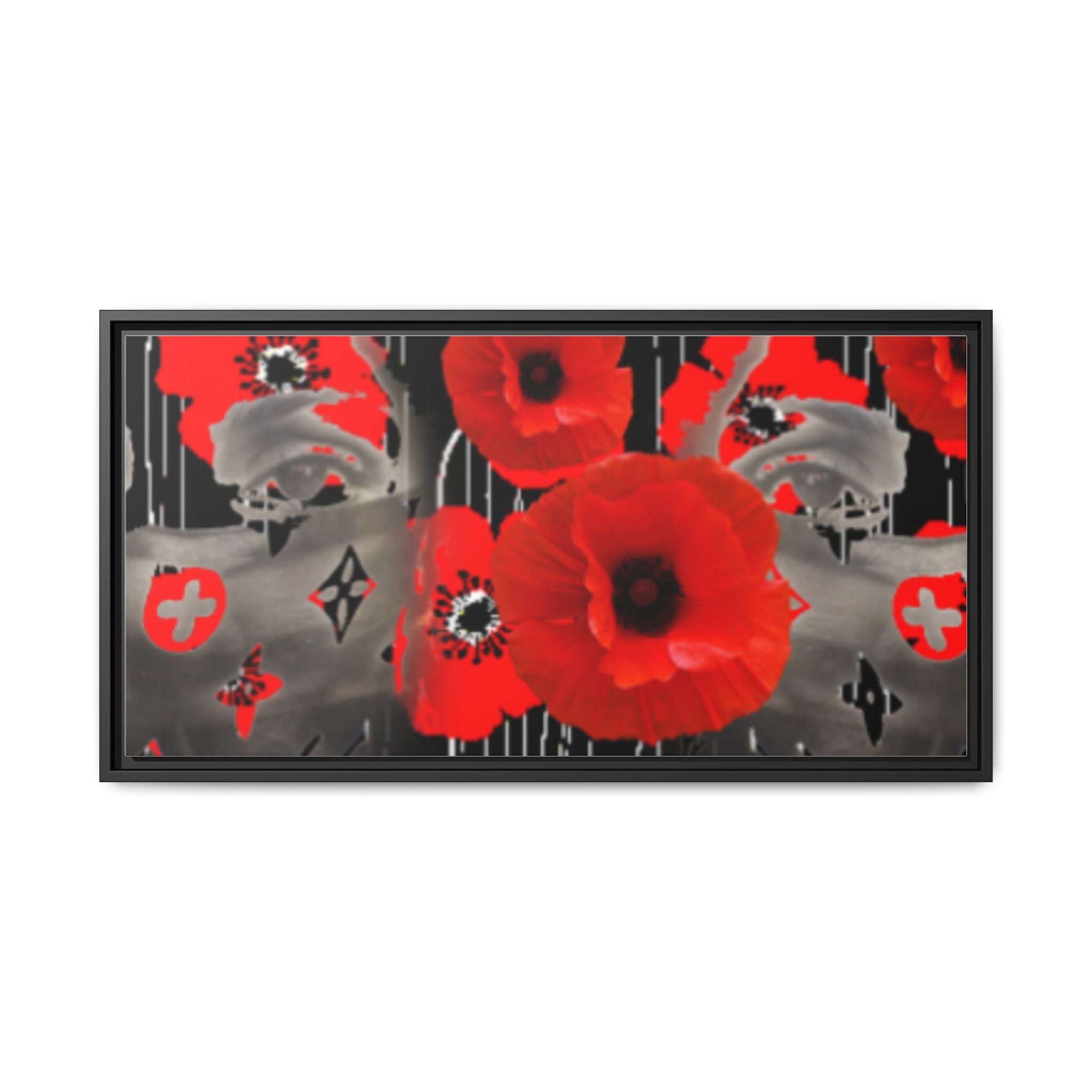 Framed Poppy Canvas Art — Bold Red Floral Wall Decor