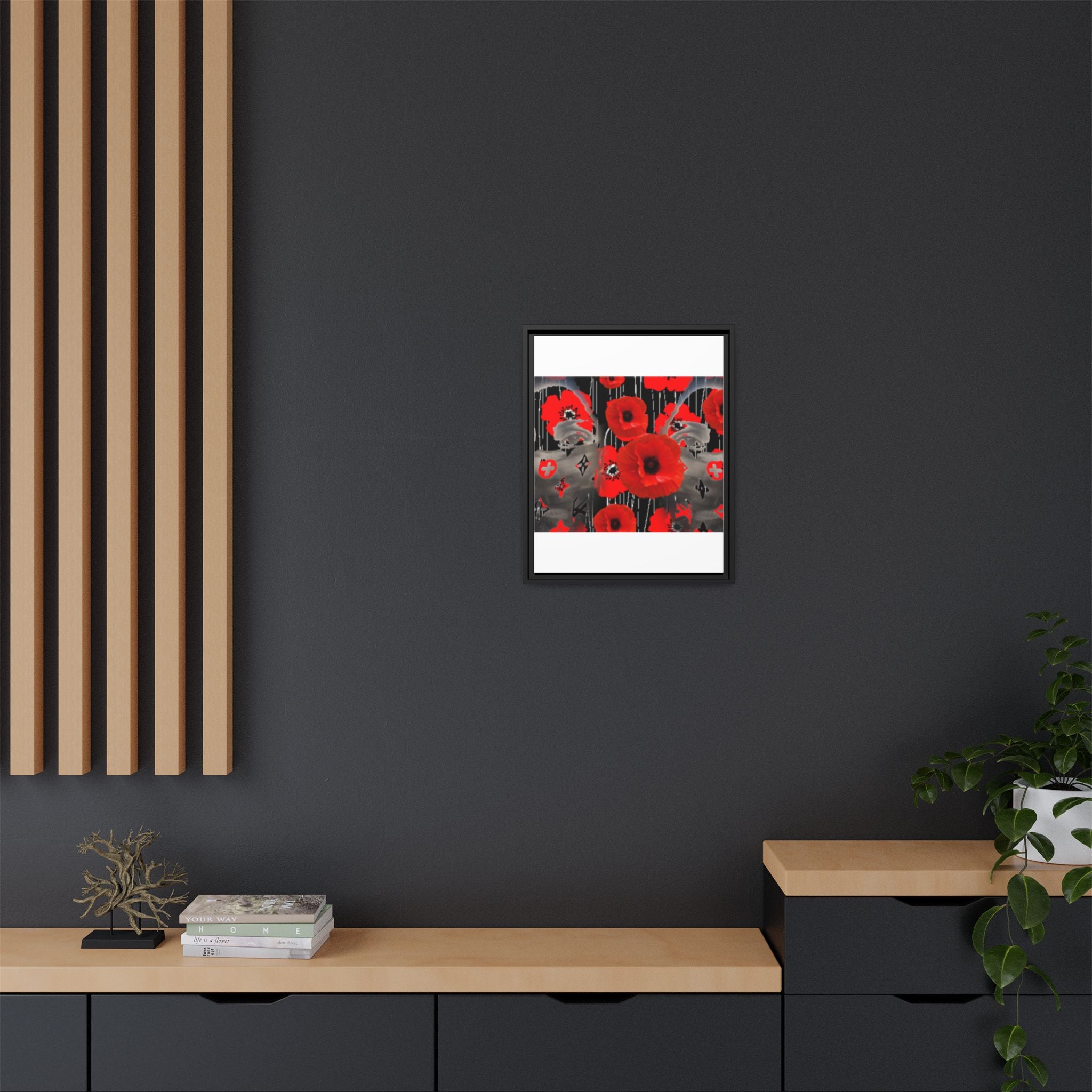 Framed Poppy Canvas Art — Bold Red Floral Wall Decor
