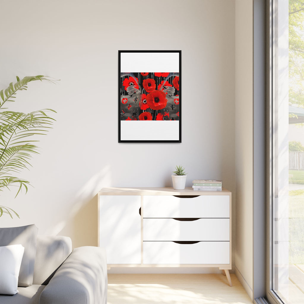 Framed Poppy Canvas Art — Bold Red Floral Wall Decor