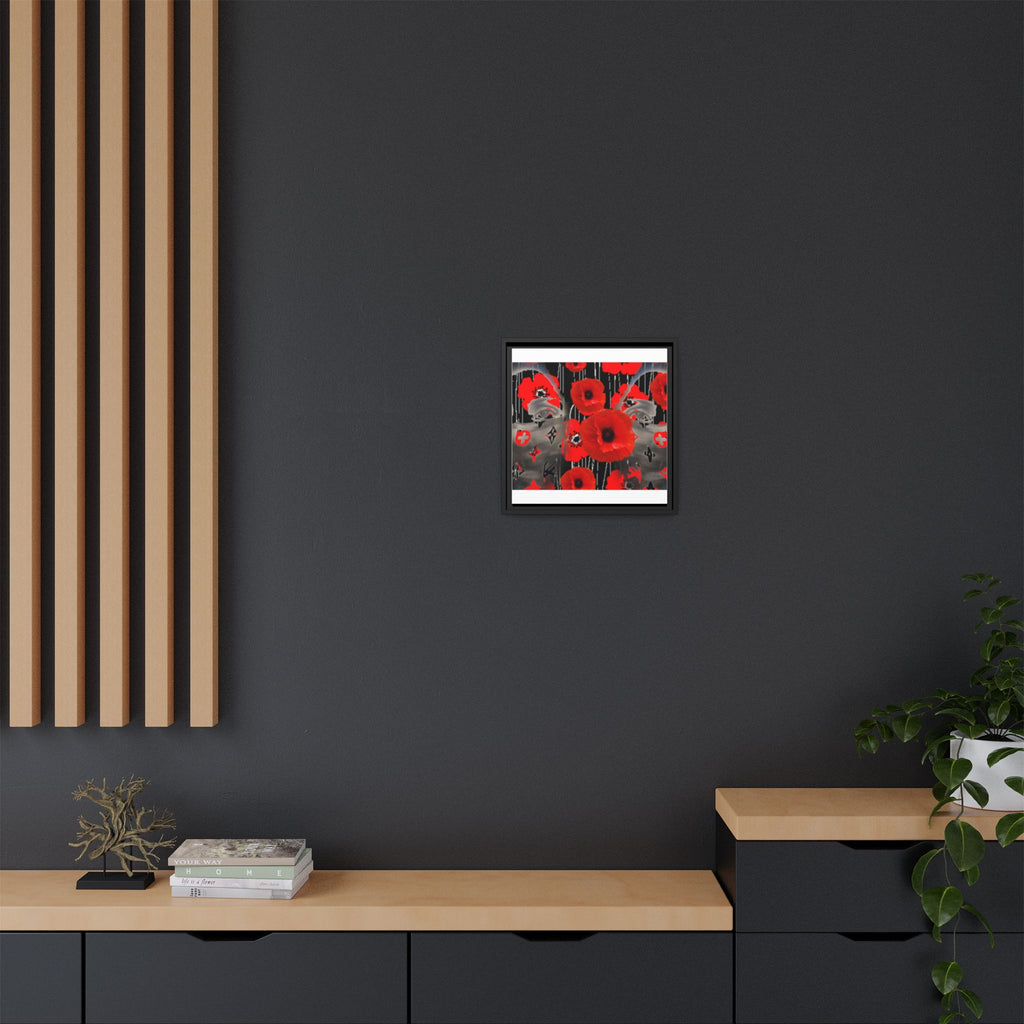 Framed Poppy Canvas Art — Bold Red Floral Wall Decor