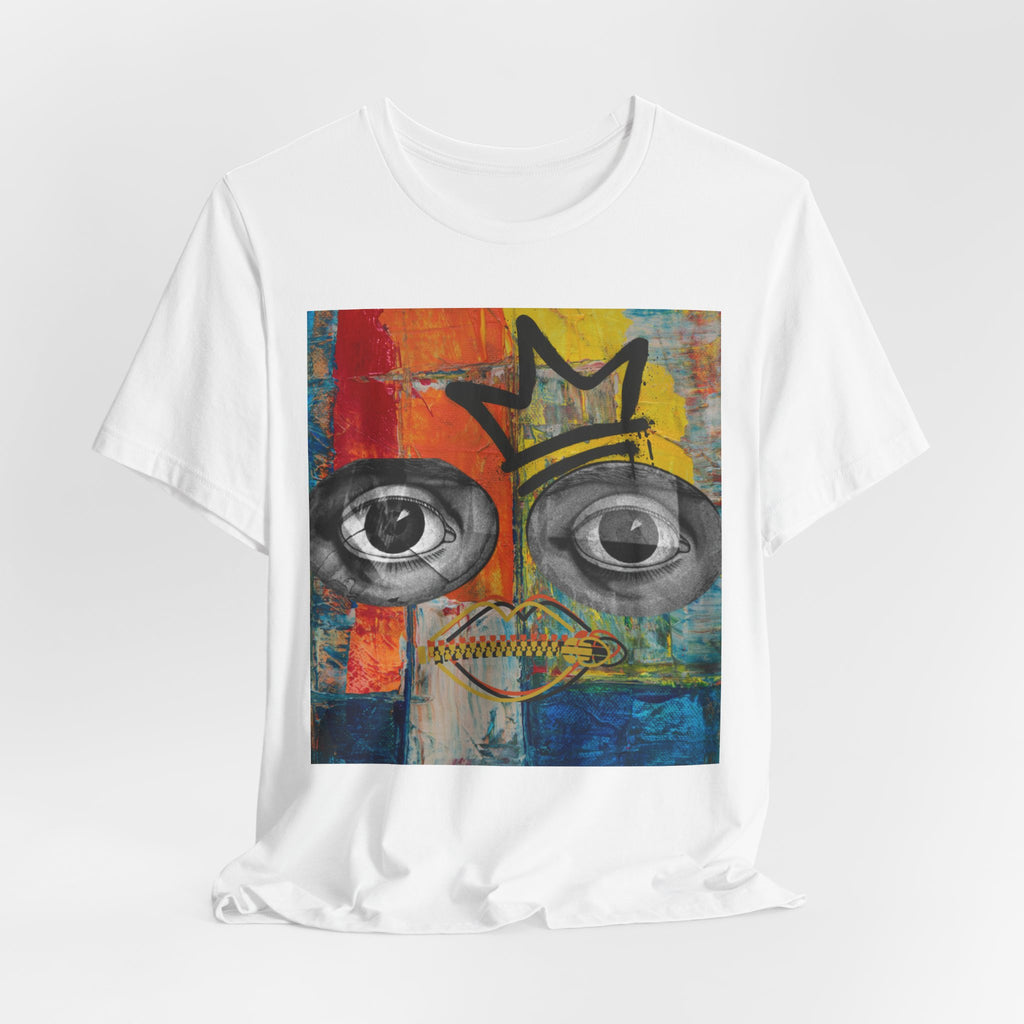 Abstract Crowned Face Graphic Tee — Street Art Pop Surrealism T-Shirt
