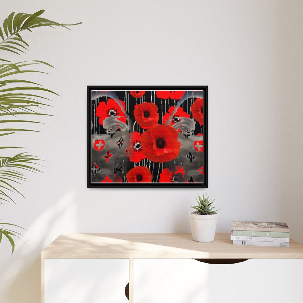 Framed Poppy Canvas Art — Bold Red Floral Wall Decor