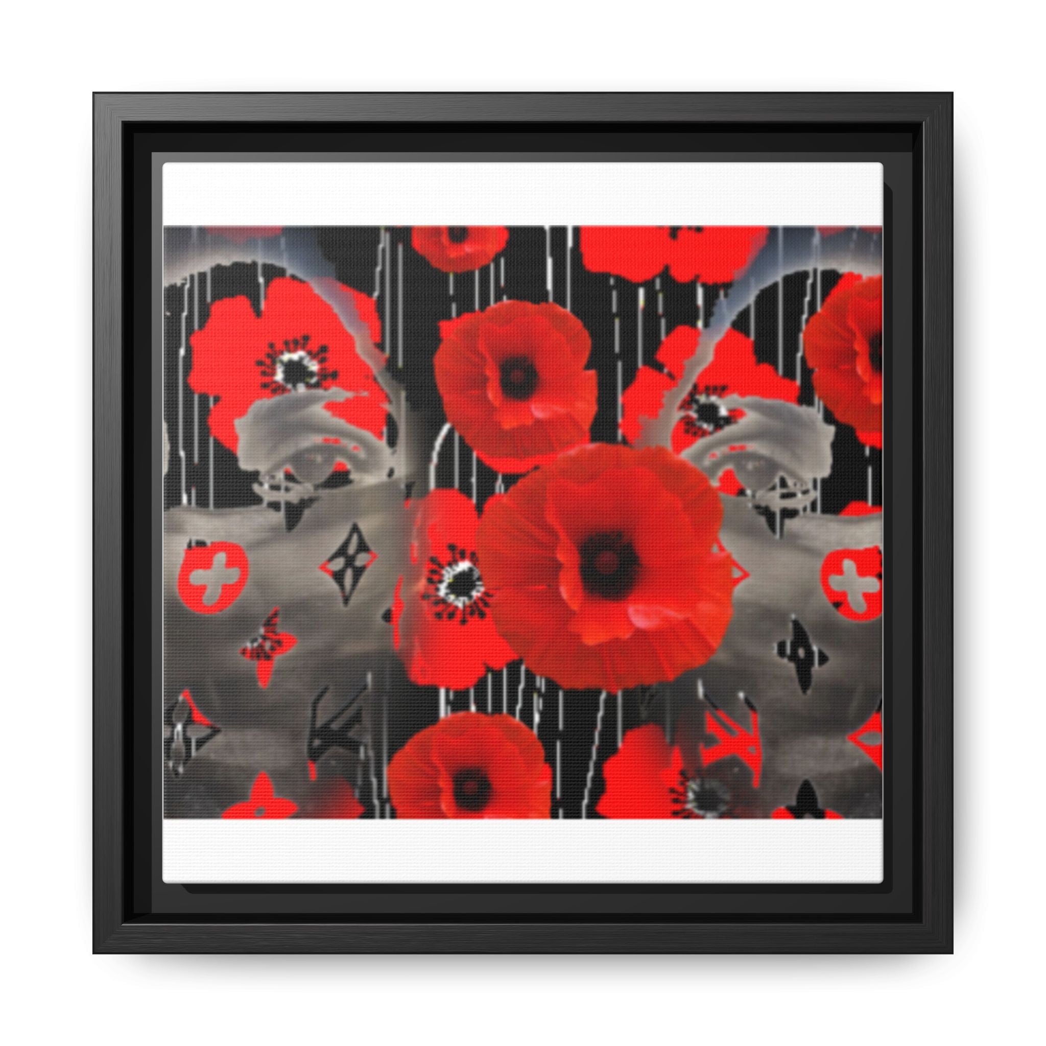 Framed Poppy Canvas Art — Bold Red Floral Wall Decor