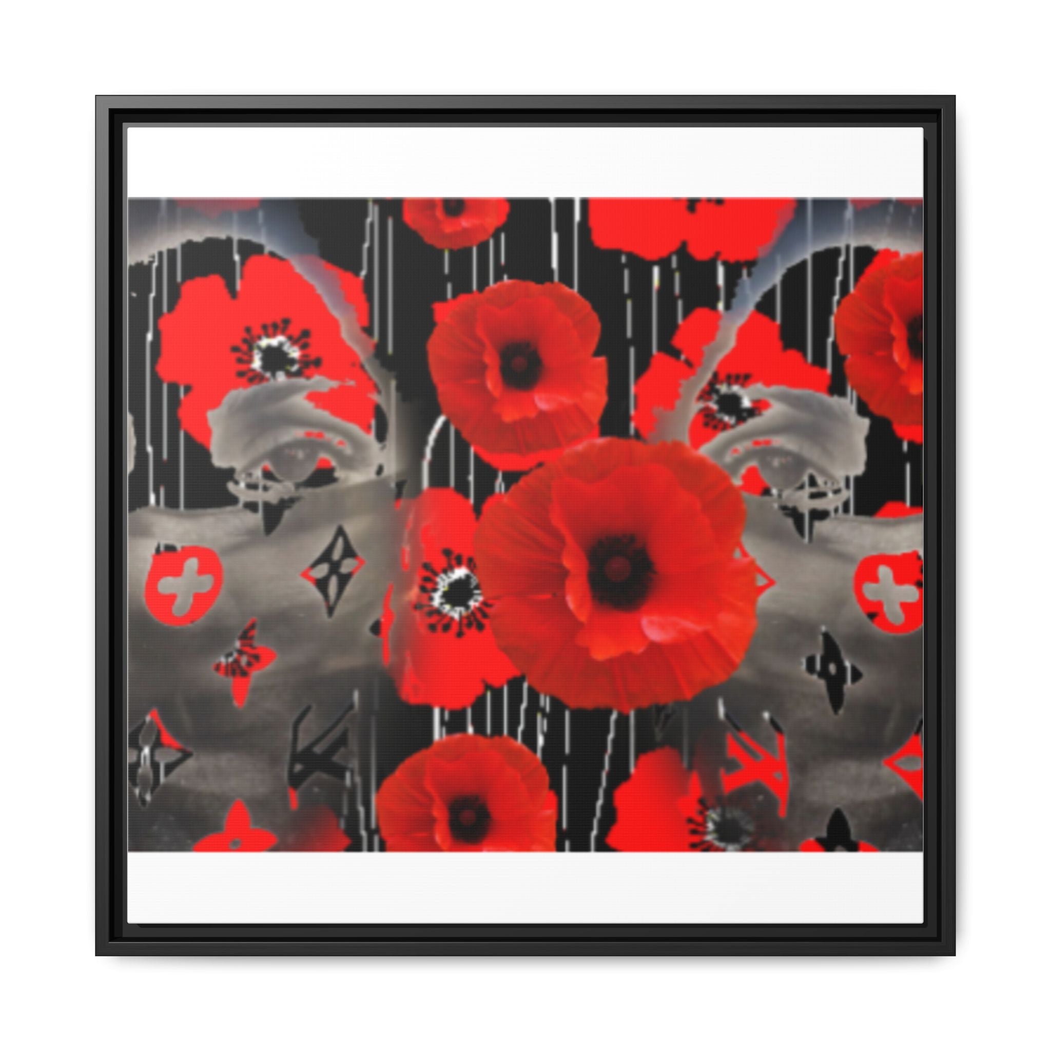 Framed Poppy Canvas Art — Bold Red Floral Wall Decor