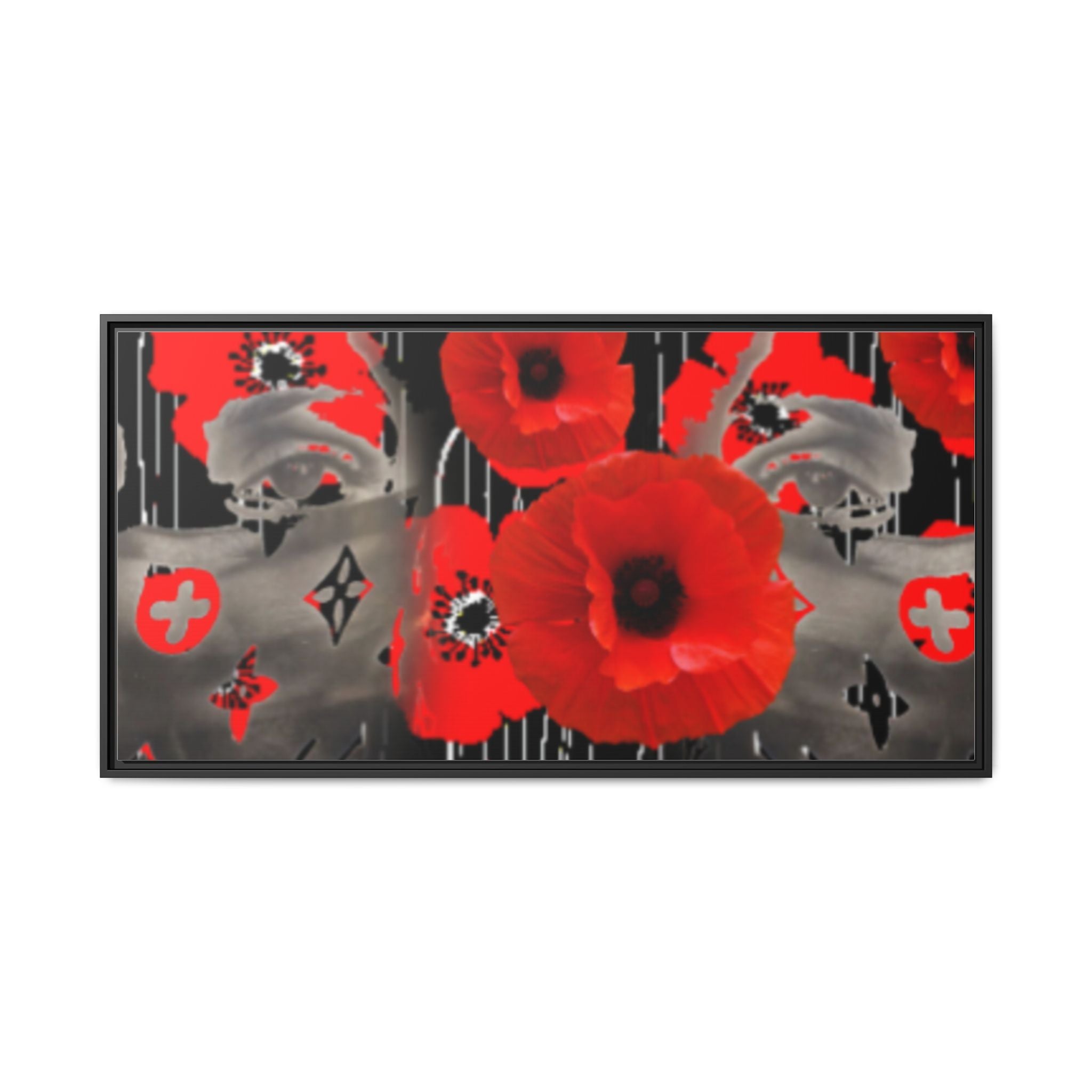 Framed Poppy Canvas Art — Bold Red Floral Wall Decor