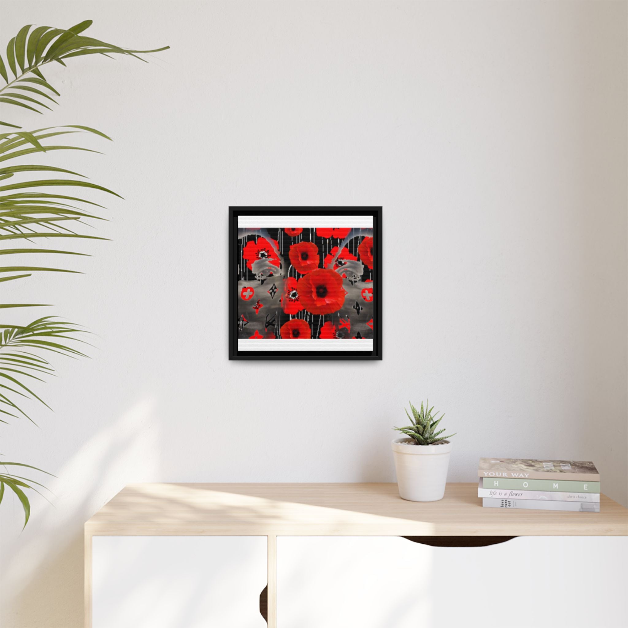 Framed Poppy Canvas Art — Bold Red Floral Wall Decor