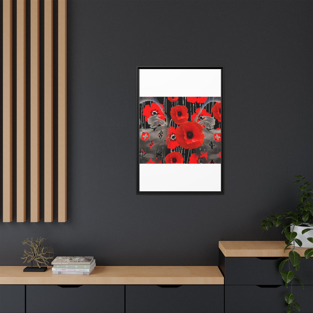 Framed Poppy Canvas Art — Bold Red Floral Wall Decor