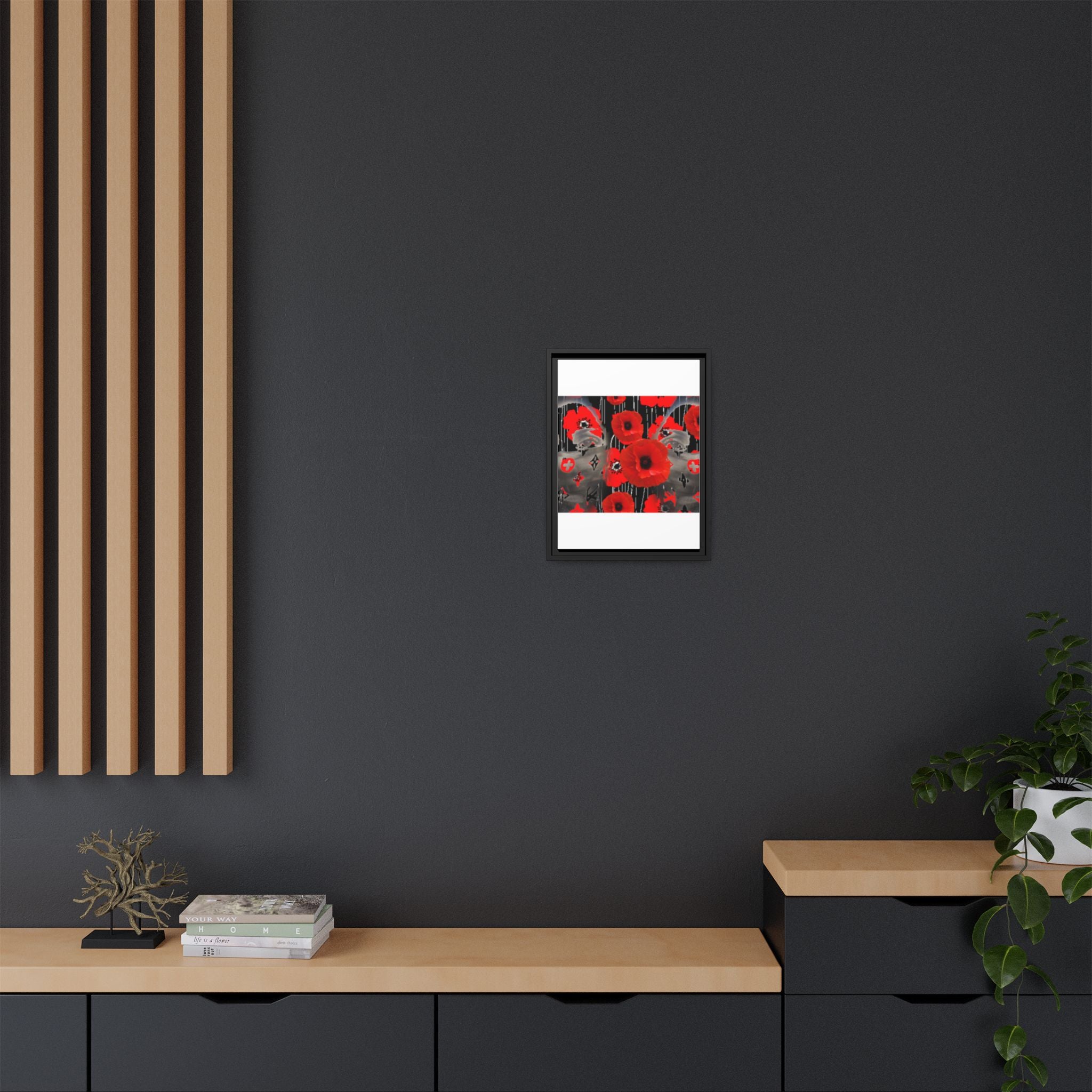 Framed Poppy Canvas Art — Bold Red Floral Wall Decor