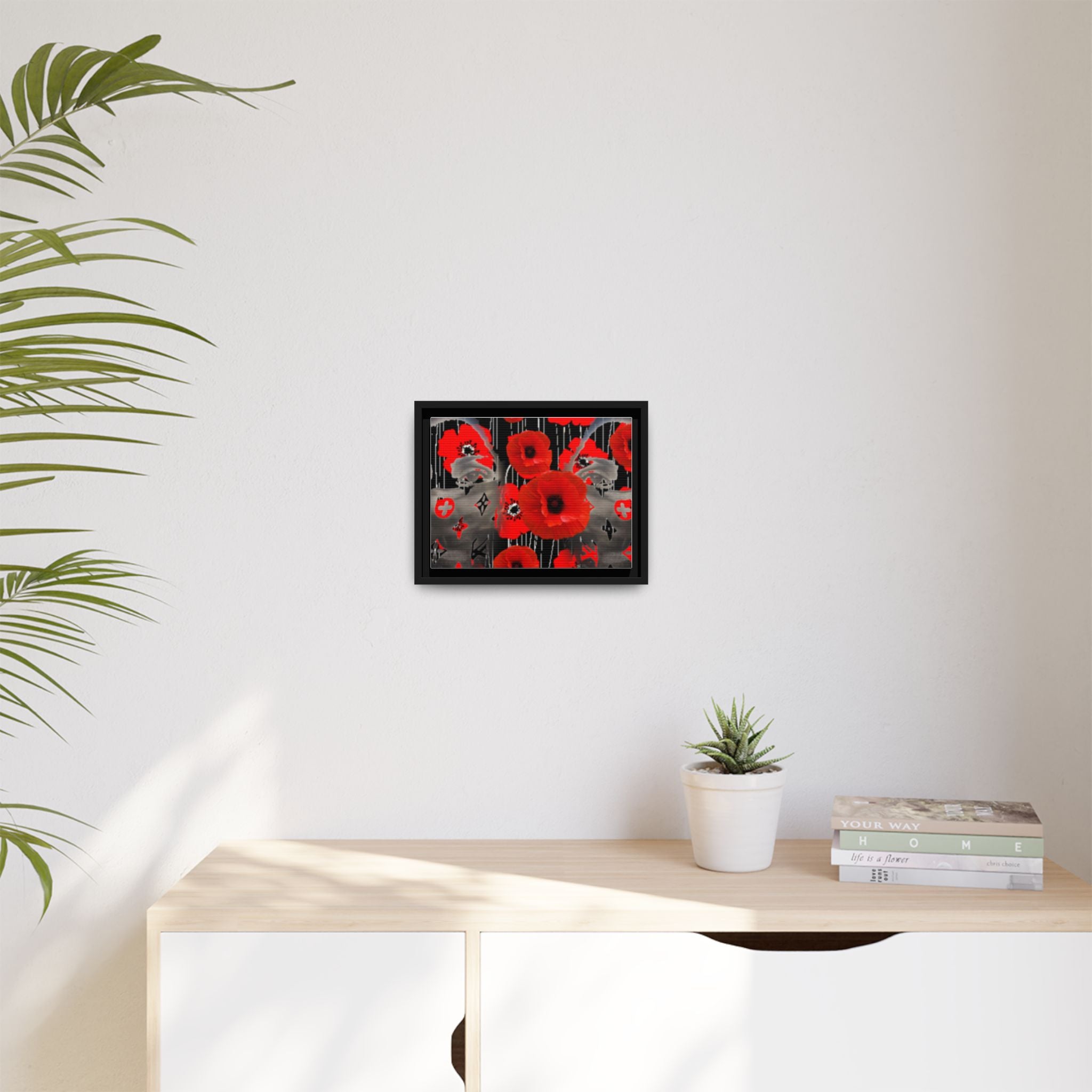 Framed Poppy Canvas Art — Bold Red Floral Wall Decor