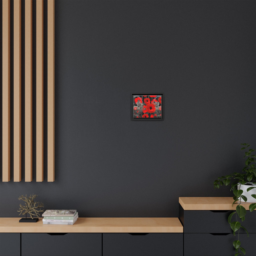 Framed Poppy Canvas Art — Bold Red Floral Wall Decor