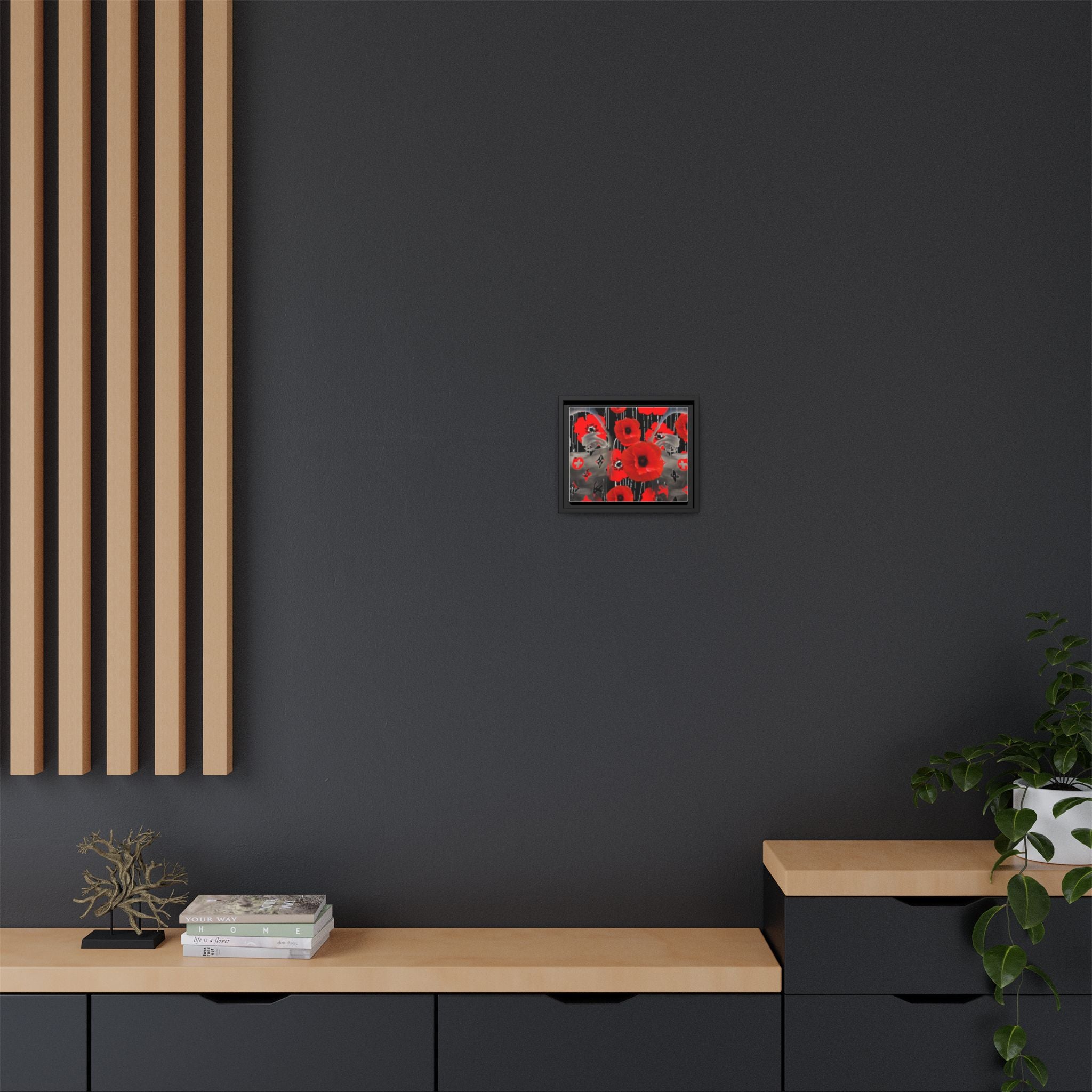 Framed Poppy Canvas Art — Bold Red Floral Wall Decor