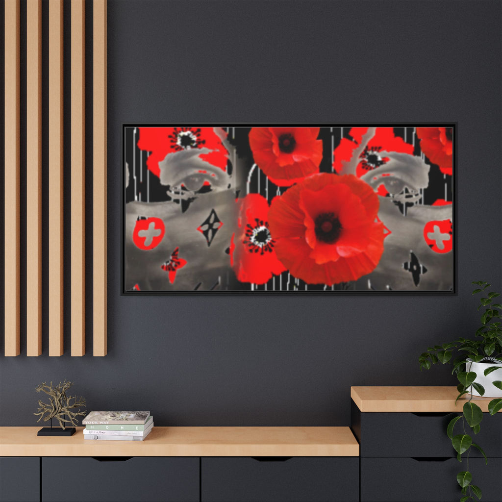 Framed Poppy Canvas Art — Bold Red Floral Wall Decor