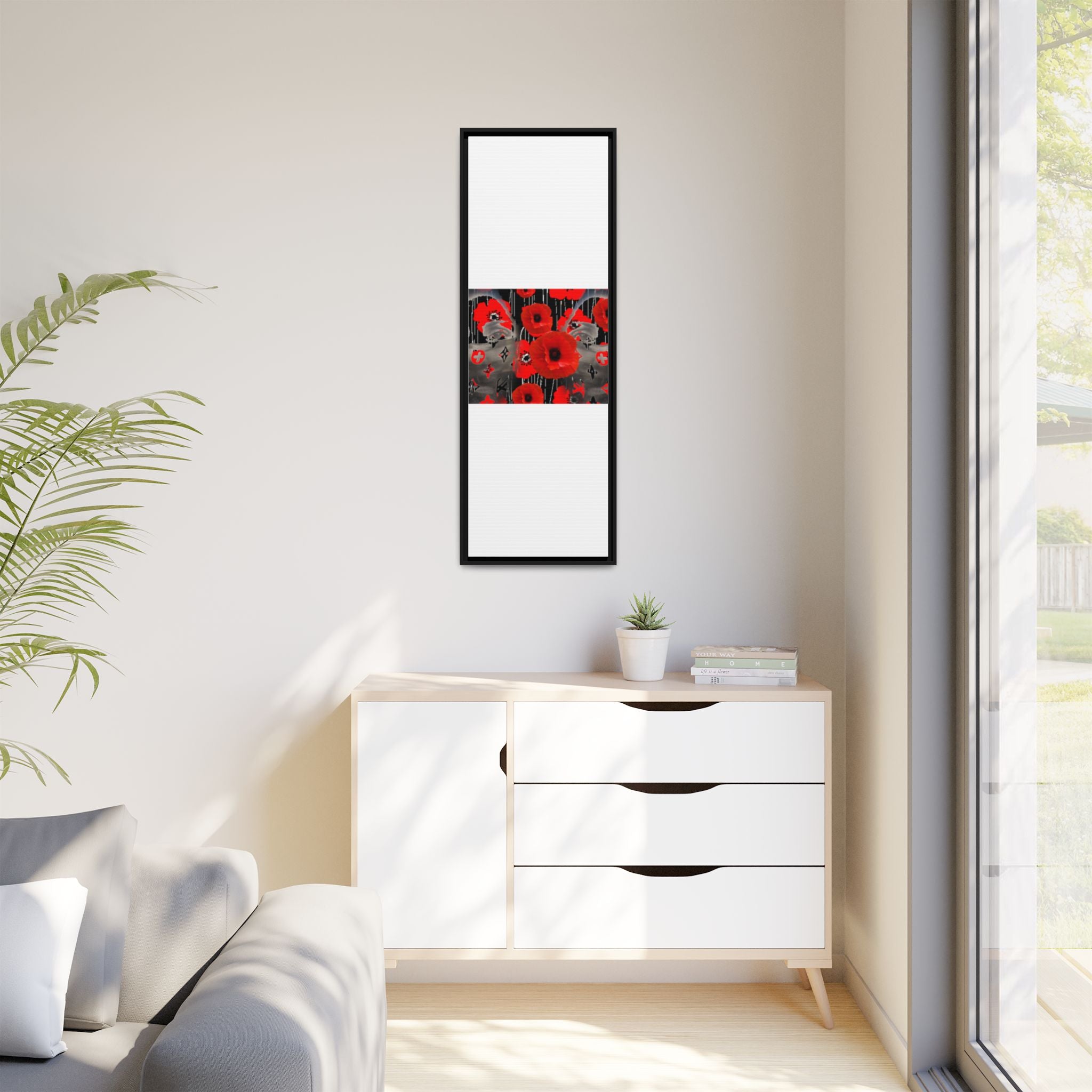 Framed Poppy Canvas Art — Bold Red Floral Wall Decor