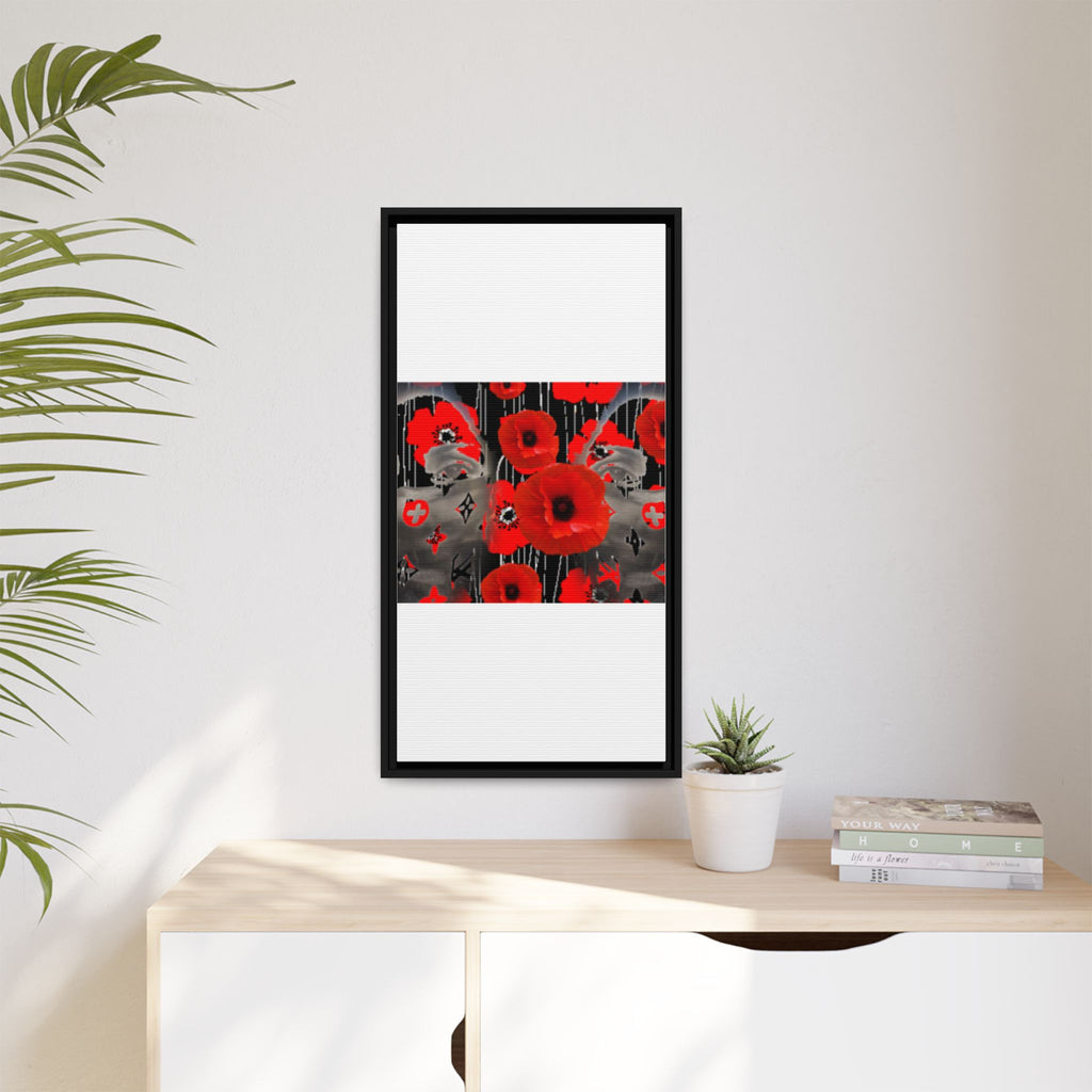 Framed Poppy Canvas Art — Bold Red Floral Wall Decor