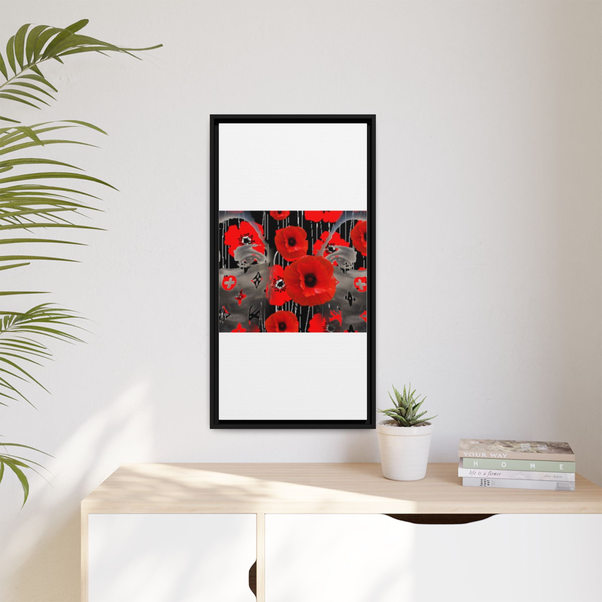Framed Poppy Canvas Art — Bold Red Floral Wall Decor