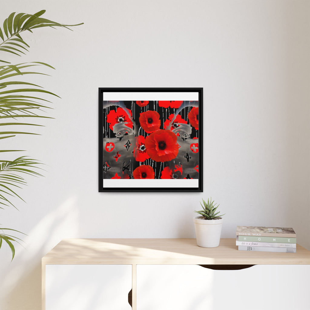 Framed Poppy Canvas Art — Bold Red Floral Wall Decor