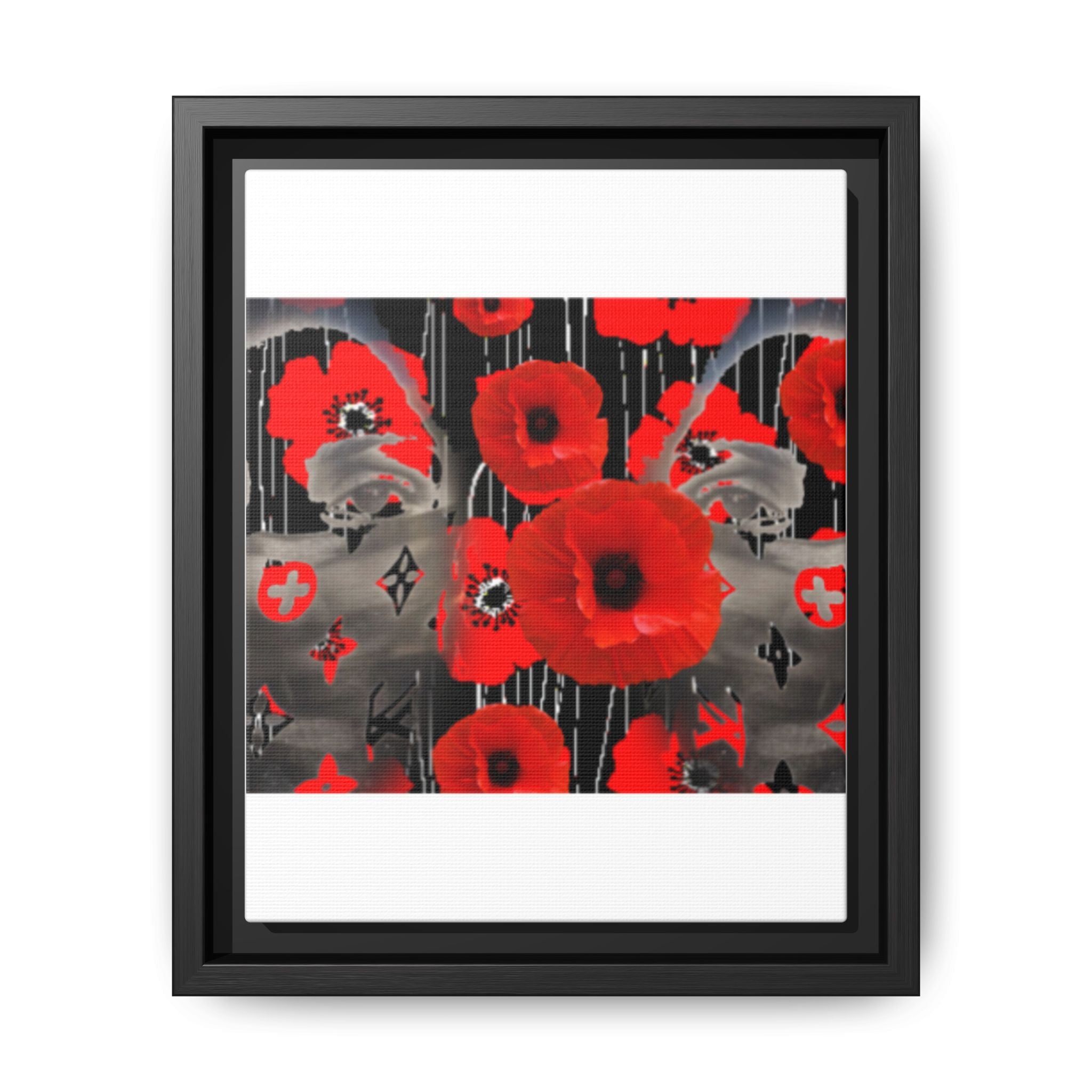 Framed Poppy Canvas Art — Bold Red Floral Wall Decor