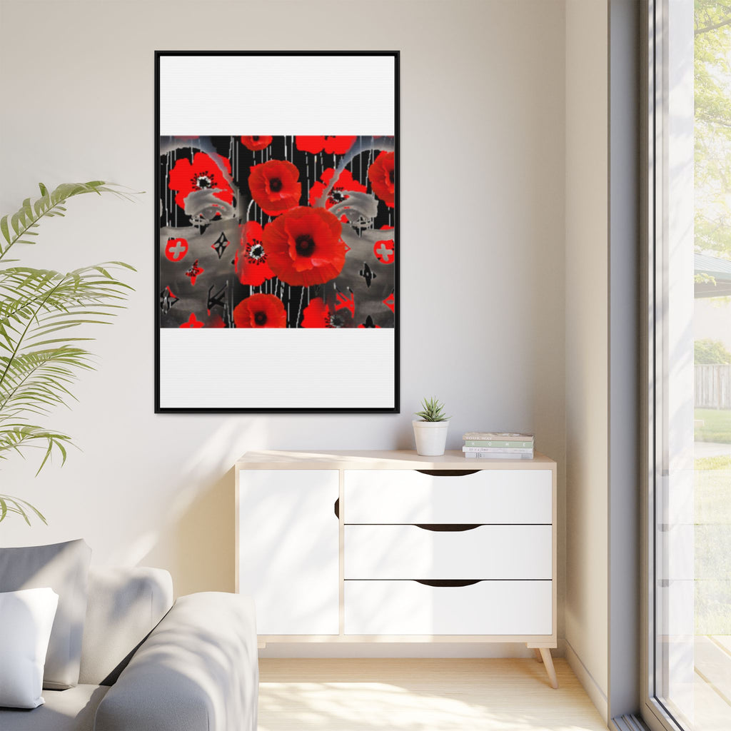 Framed Poppy Canvas Art — Bold Red Floral Wall Decor