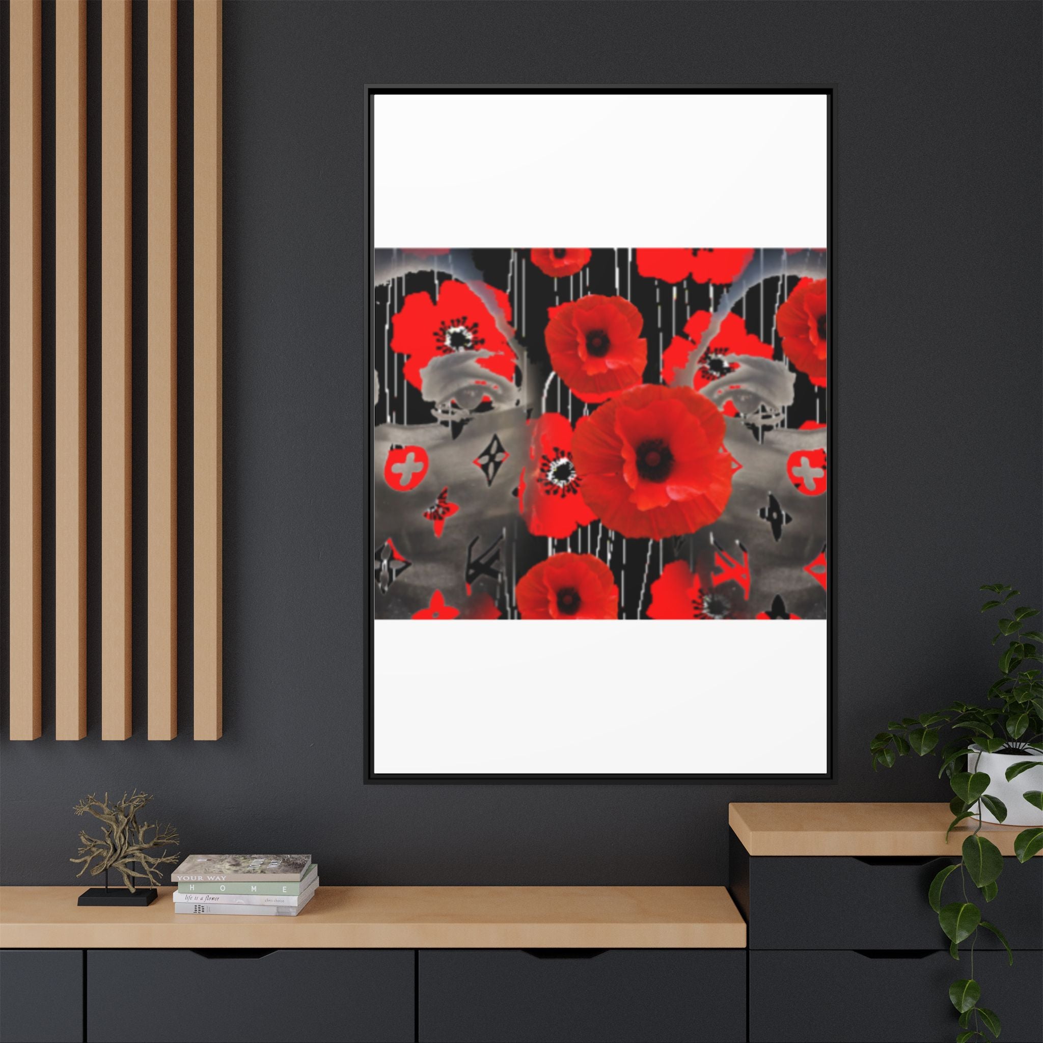 Framed Poppy Canvas Art — Bold Red Floral Wall Decor