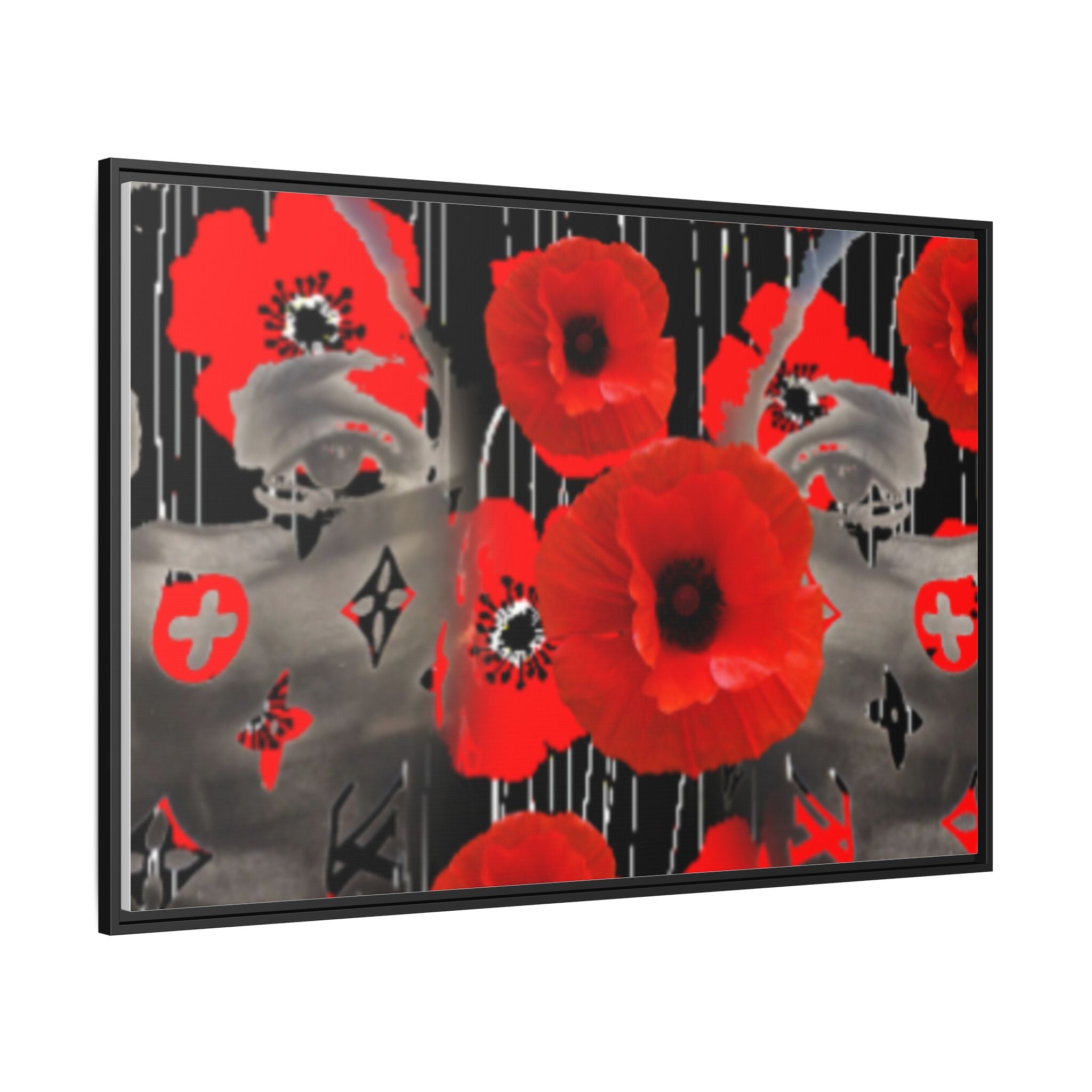 Framed Poppy Canvas Art — Bold Red Floral Wall Decor