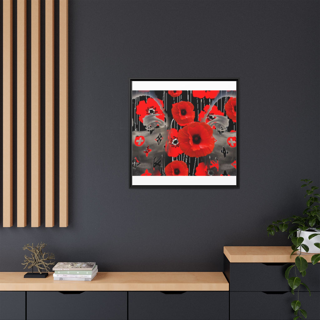 Framed Poppy Canvas Art — Bold Red Floral Wall Decor