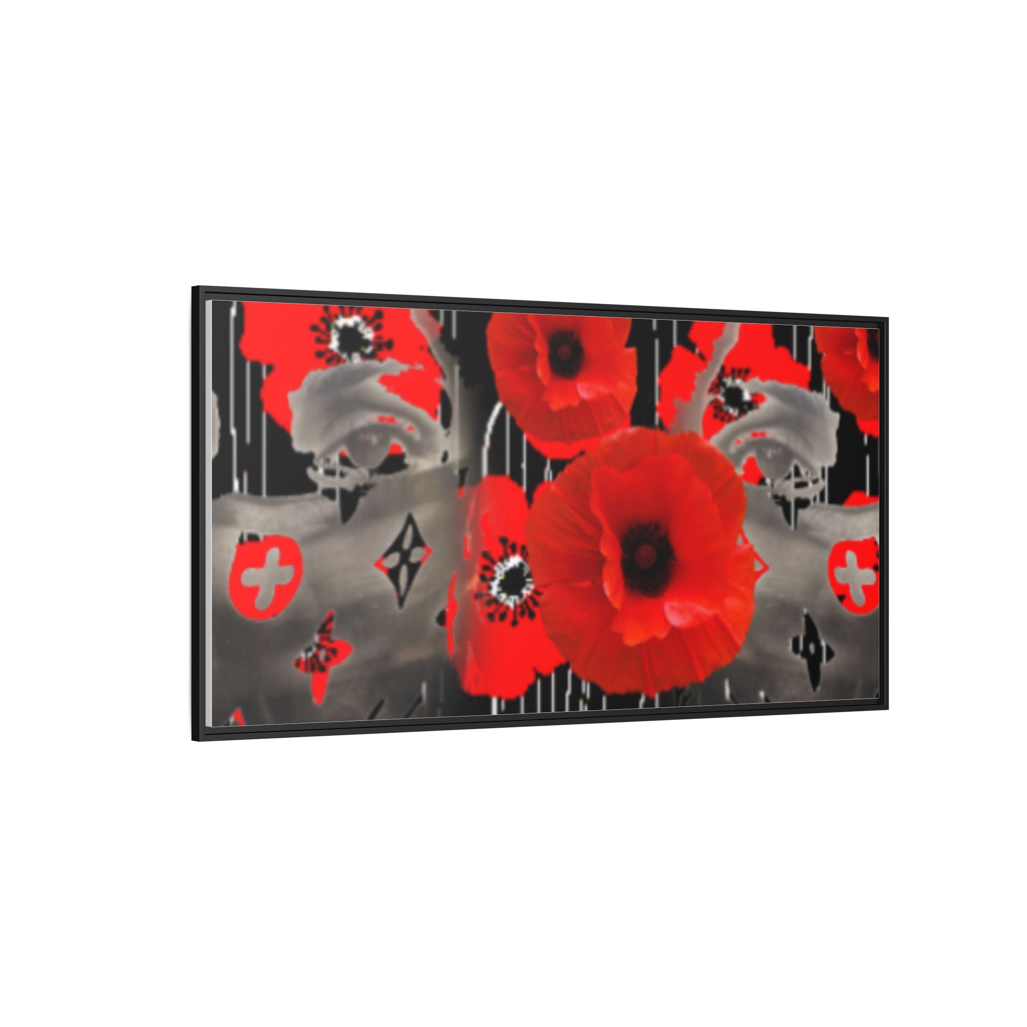 Framed Poppy Canvas Art — Bold Red Floral Wall Decor