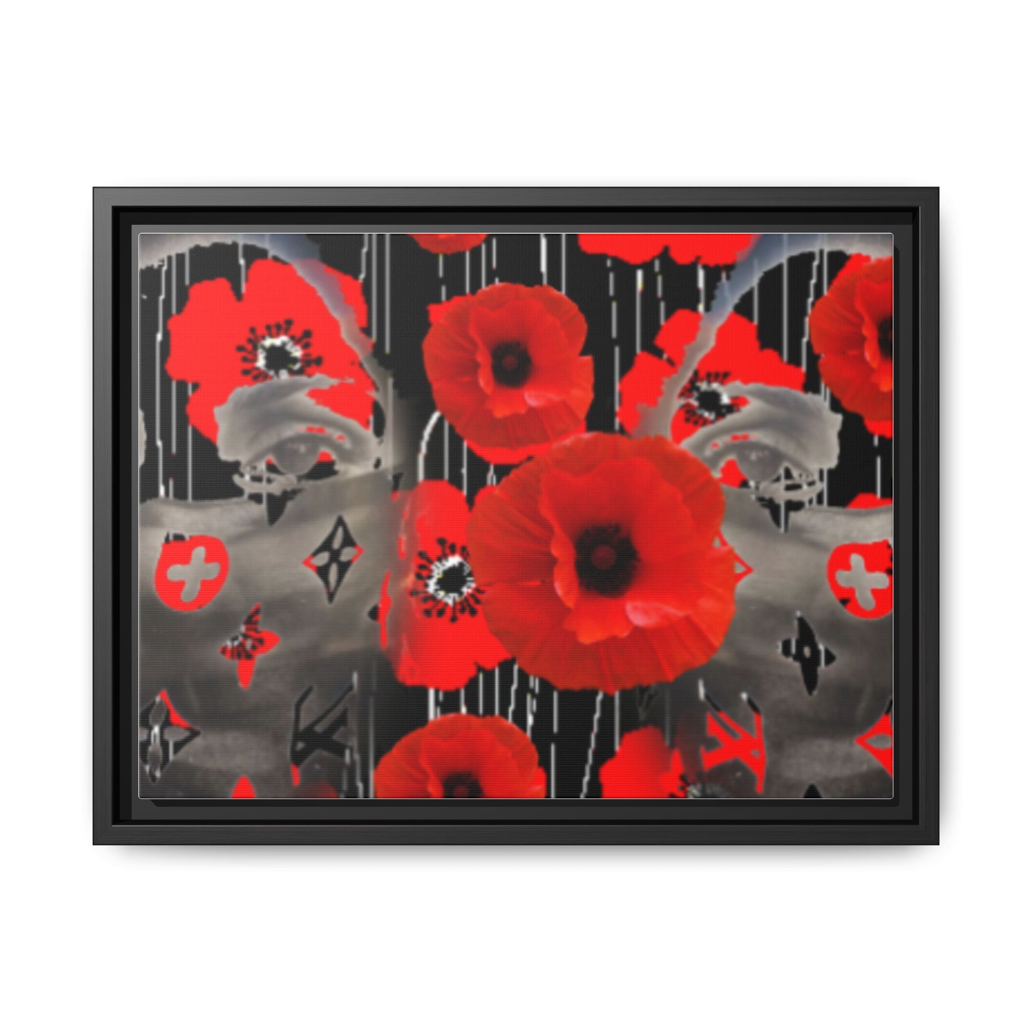 Framed Poppy Canvas Art — Bold Red Floral Wall Decor