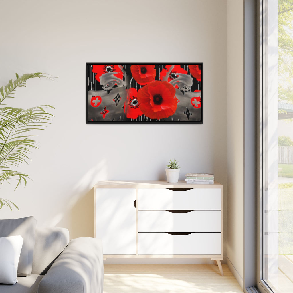 Framed Poppy Canvas Art — Bold Red Floral Wall Decor