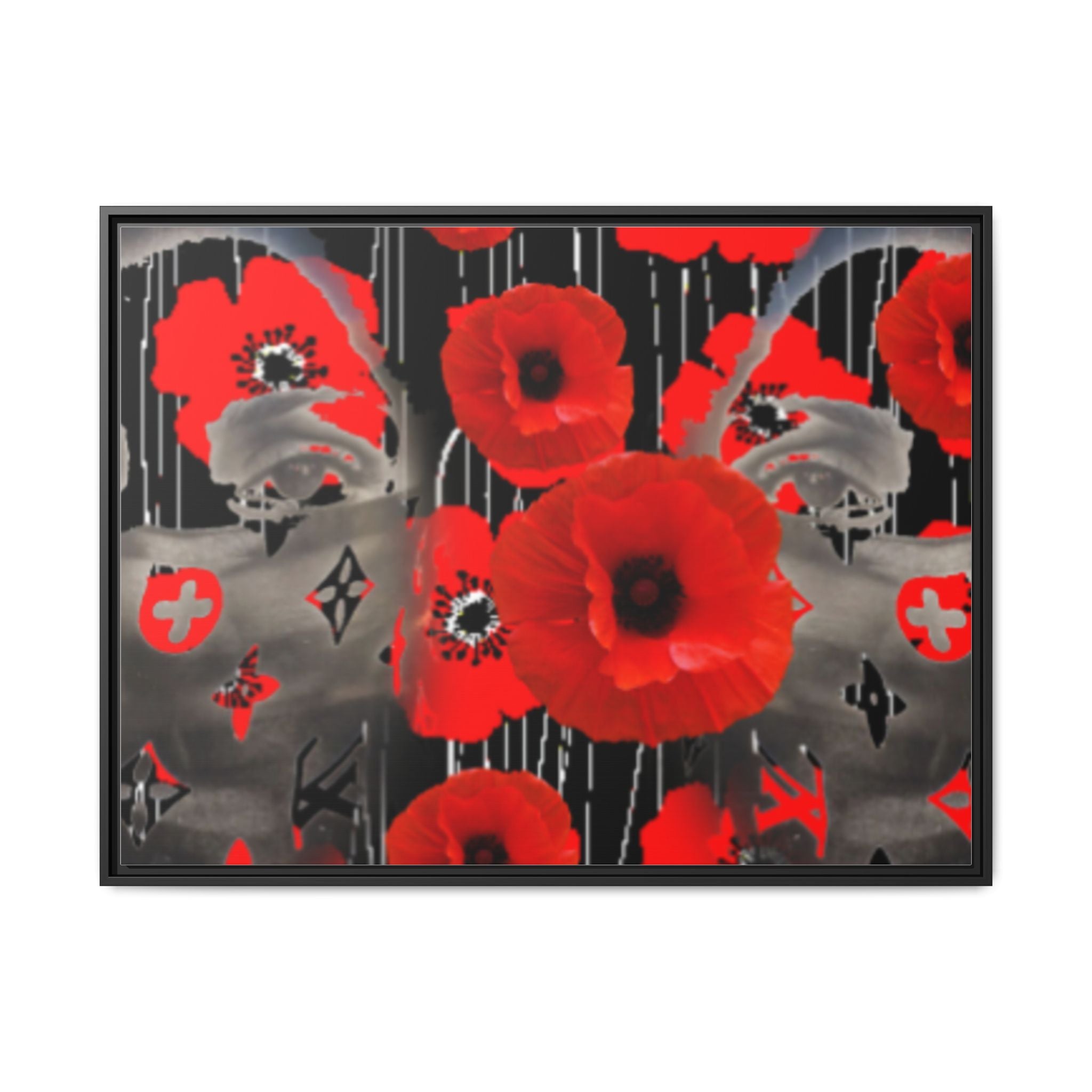 Framed Poppy Canvas Art — Bold Red Floral Wall Decor
