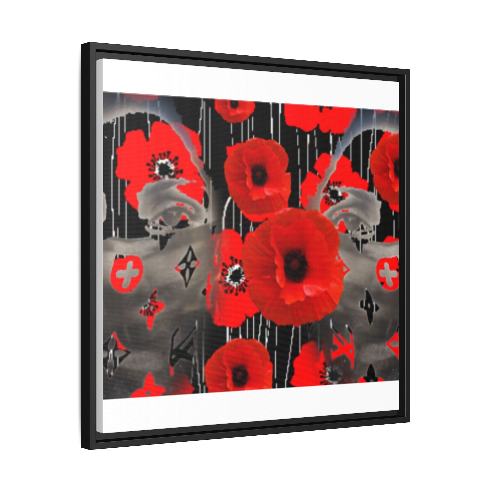 Framed Poppy Canvas Art — Bold Red Floral Wall Decor
