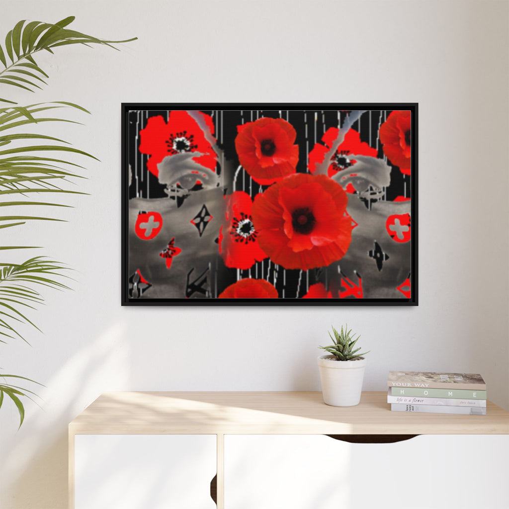 Framed Poppy Canvas Art — Bold Red Floral Wall Decor