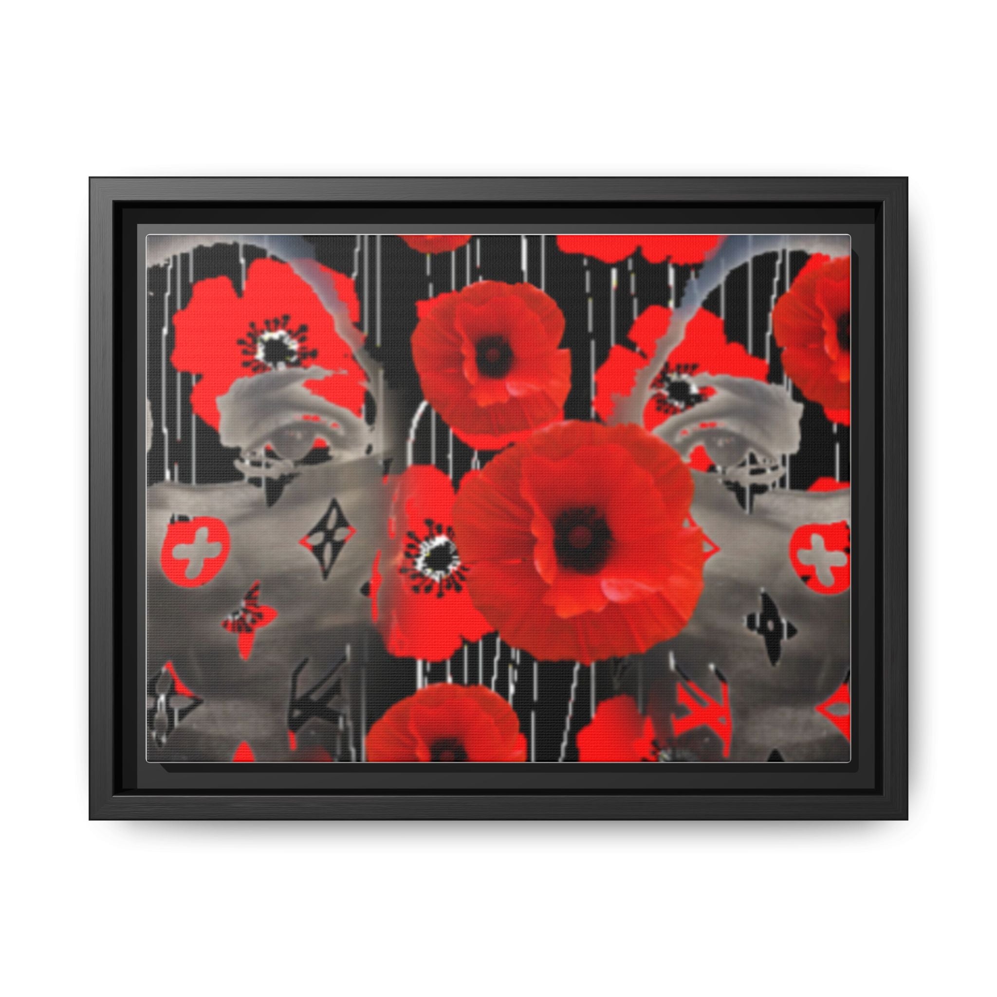 Framed Poppy Canvas Art — Bold Red Floral Wall Decor