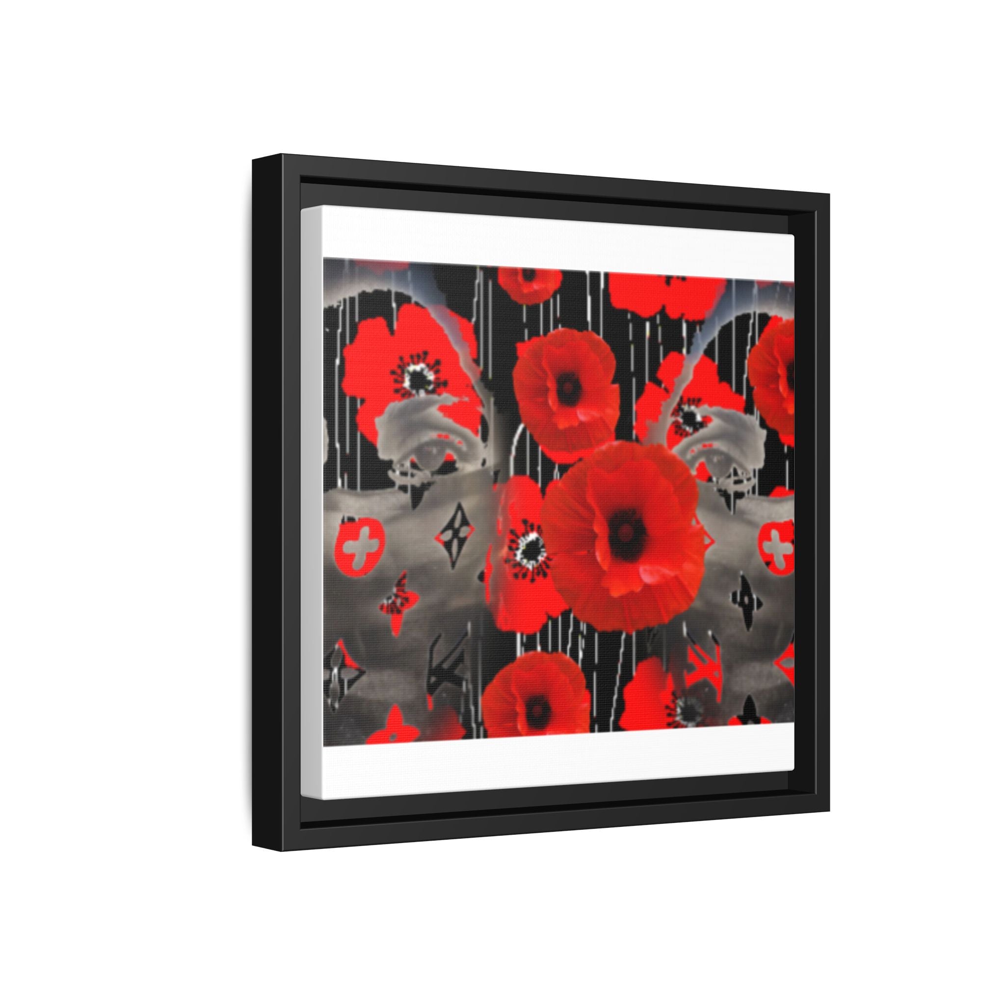 Framed Poppy Canvas Art — Bold Red Floral Wall Decor