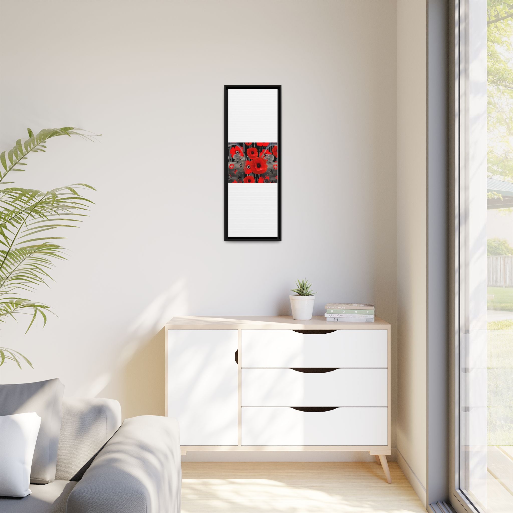 Framed Poppy Canvas Art — Bold Red Floral Wall Decor
