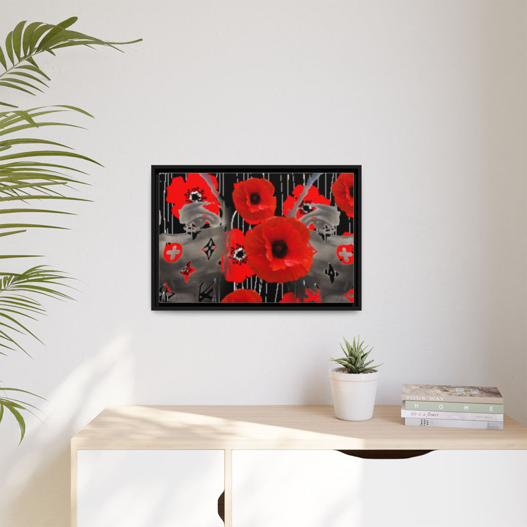 Framed Poppy Canvas Art — Bold Red Floral Wall Decor