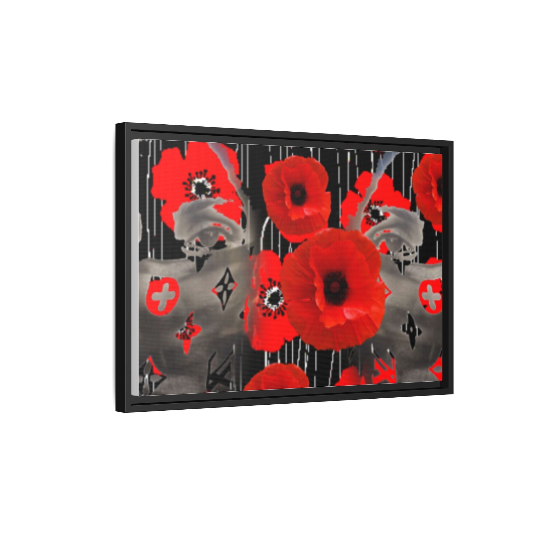 Framed Poppy Canvas Art — Bold Red Floral Wall Decor