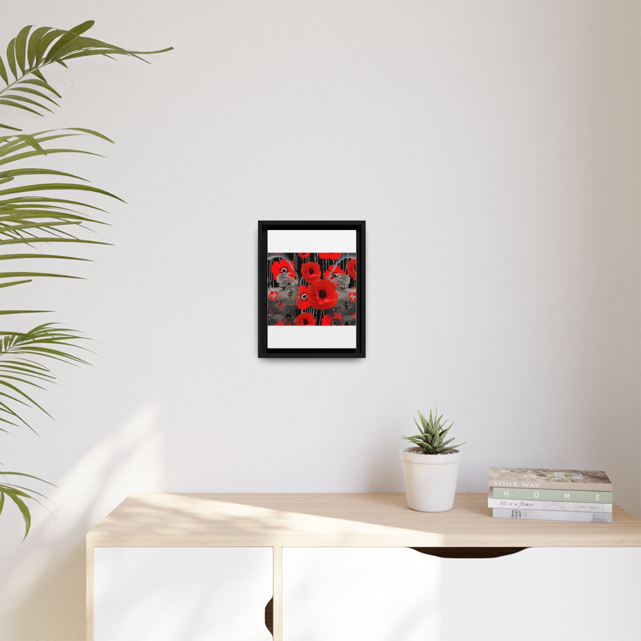 Framed Poppy Canvas Art — Bold Red Floral Wall Decor