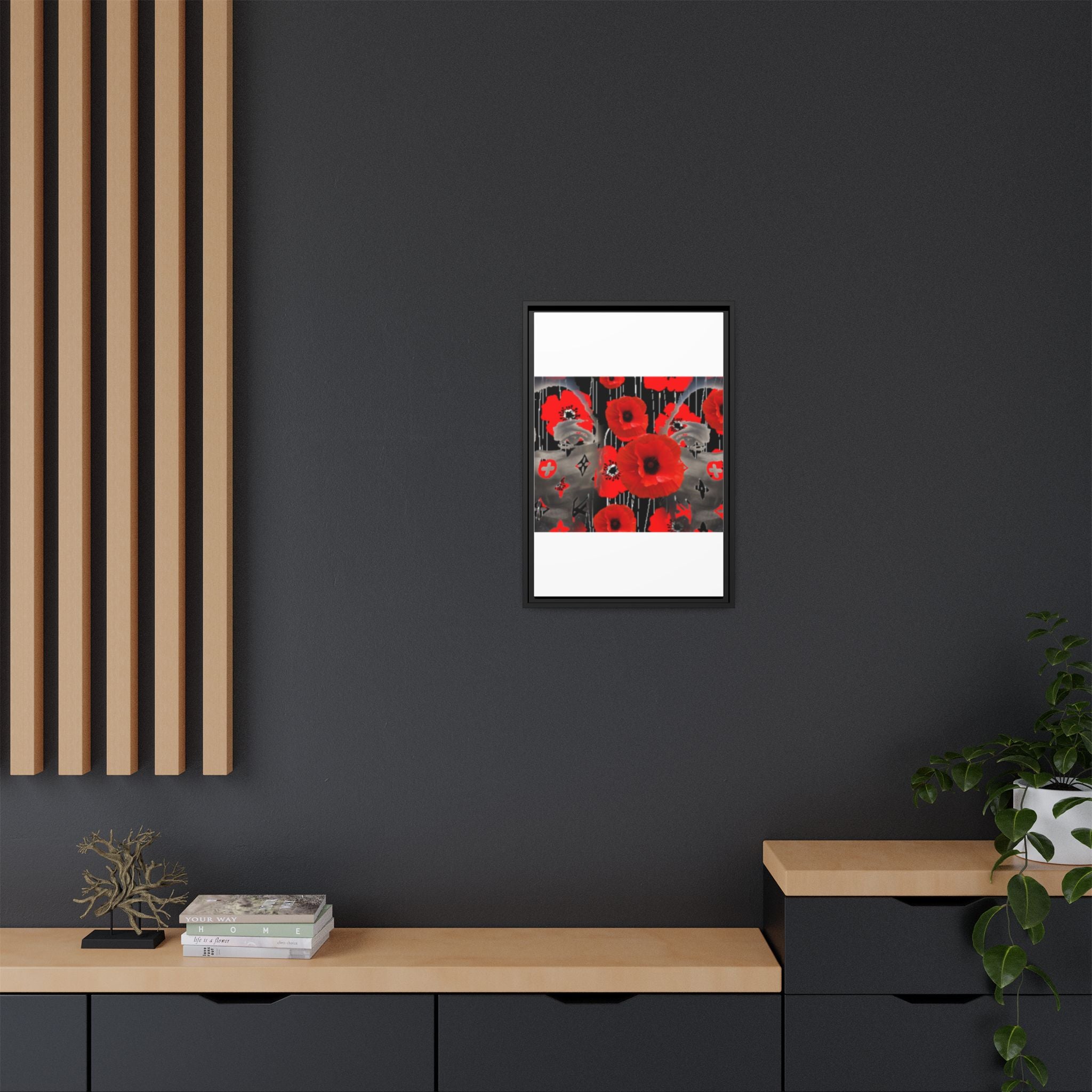 Framed Poppy Canvas Art — Bold Red Floral Wall Decor