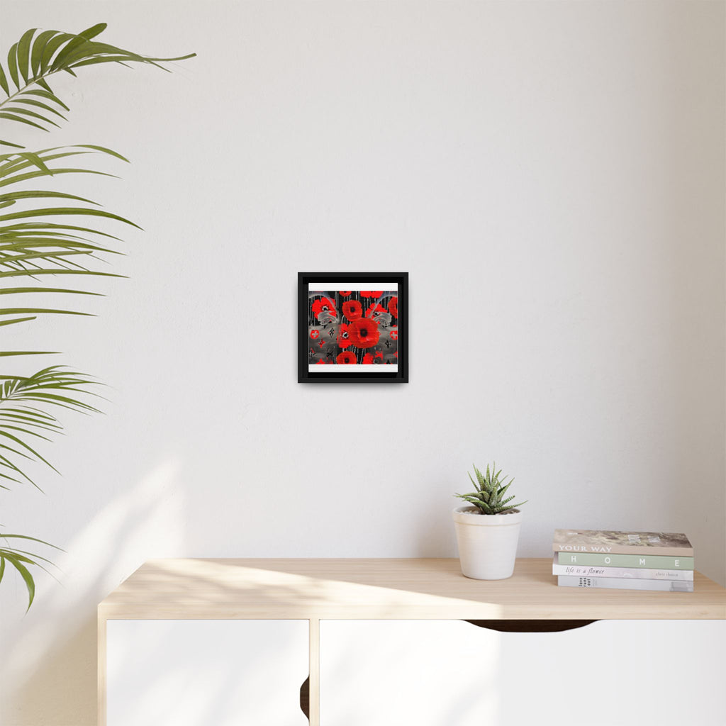 Framed Poppy Canvas Art — Bold Red Floral Wall Decor