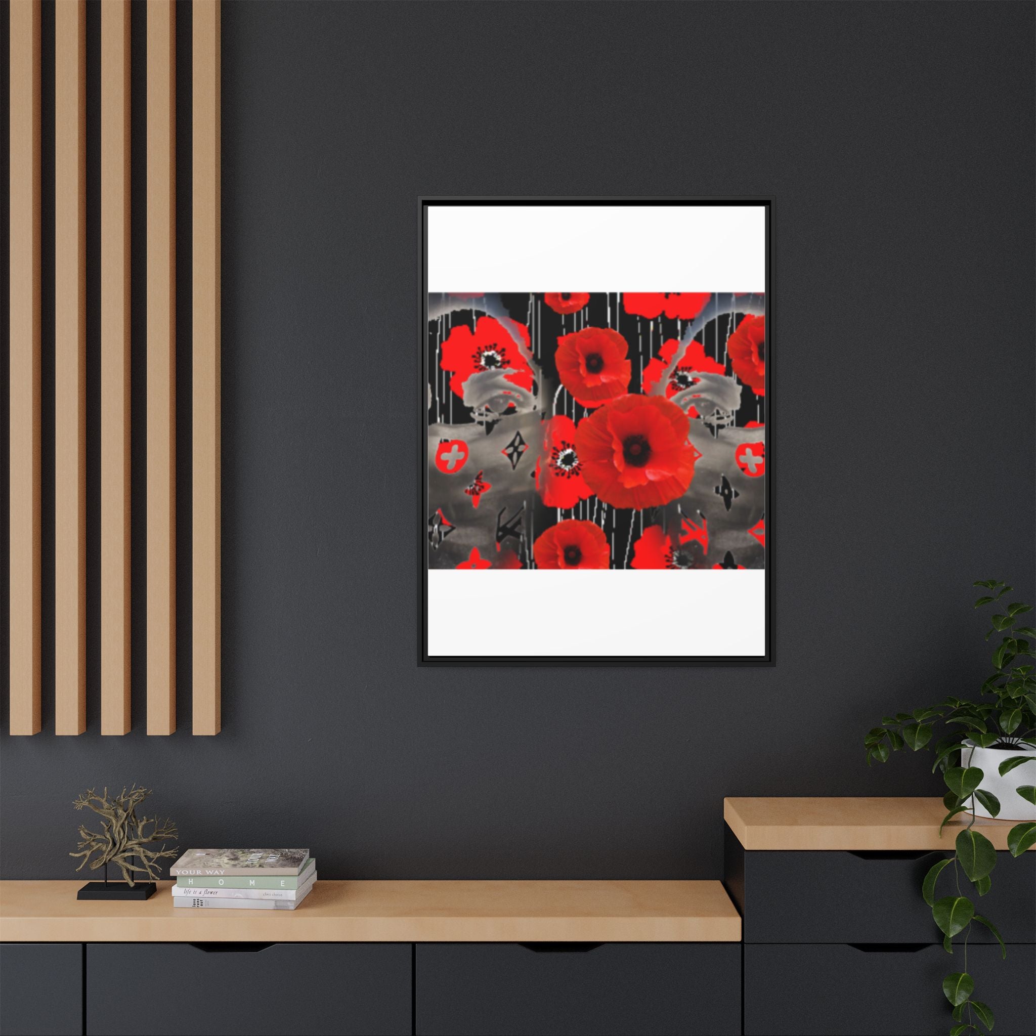 Framed Poppy Canvas Art — Bold Red Floral Wall Decor