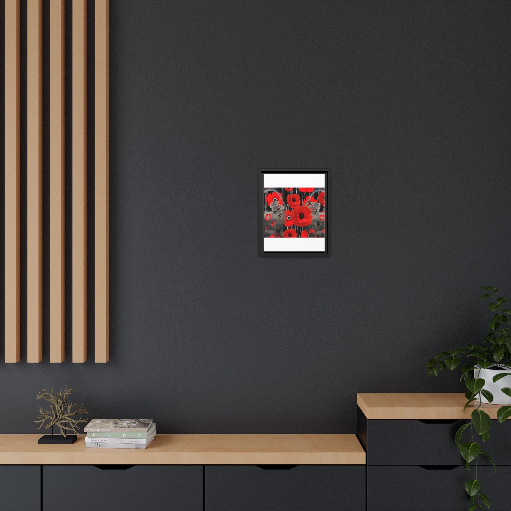 Framed Poppy Canvas Art — Bold Red Floral Wall Decor