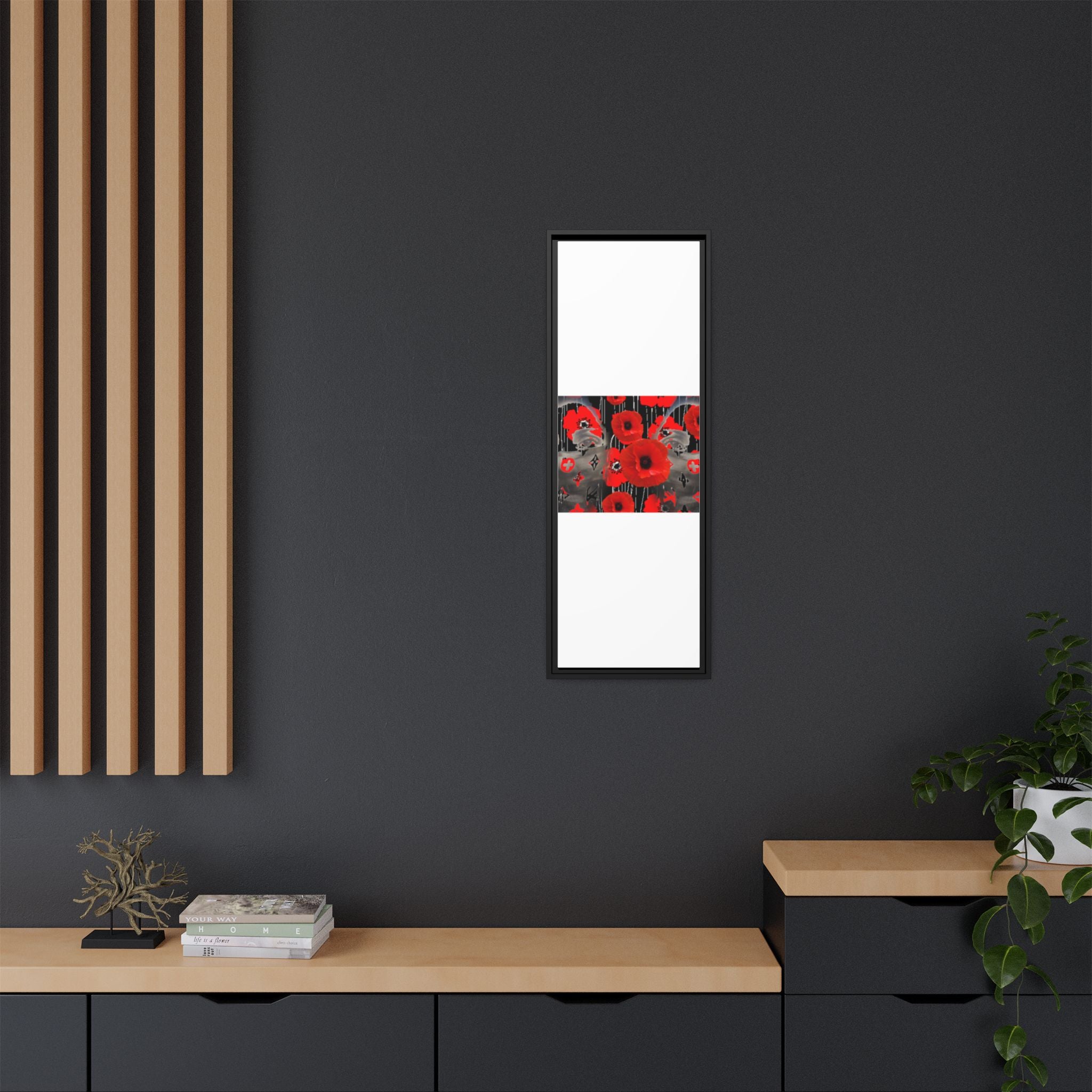 Framed Poppy Canvas Art — Bold Red Floral Wall Decor