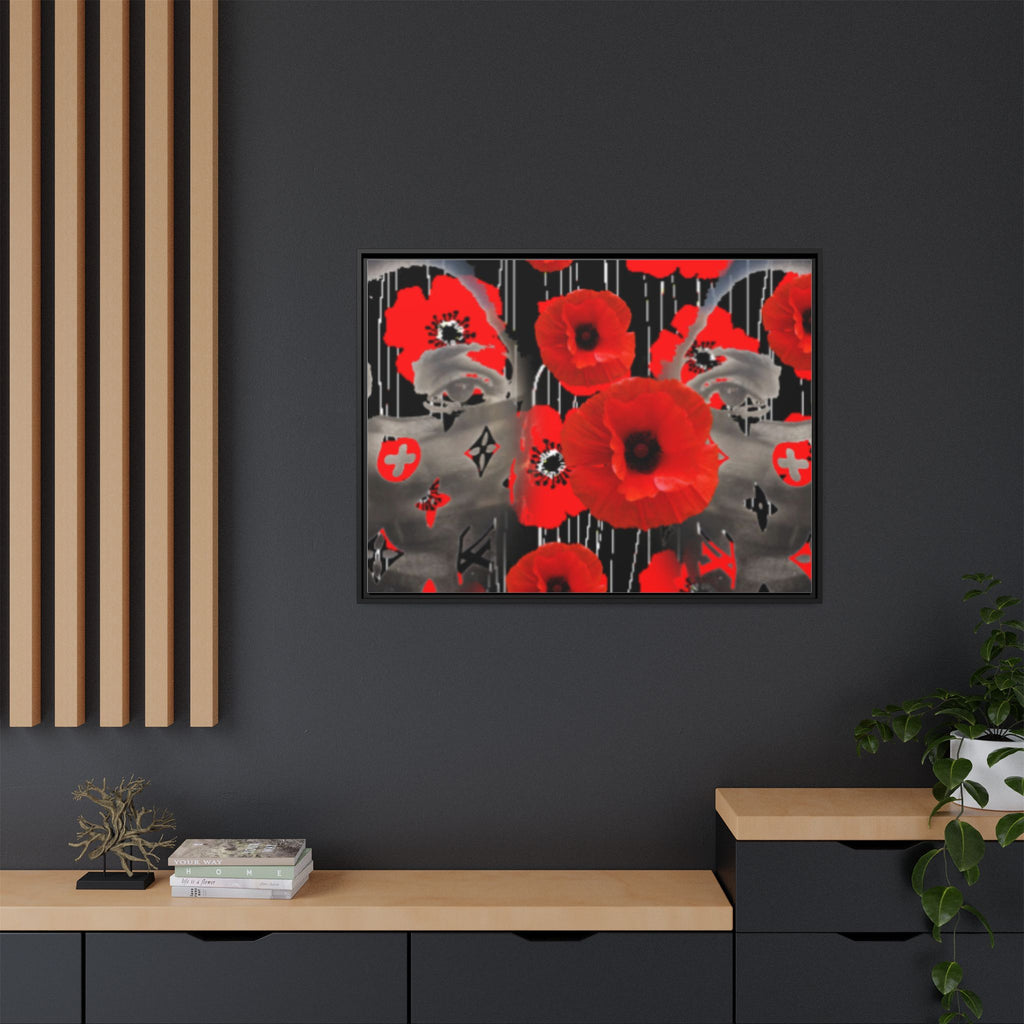 Framed Poppy Canvas Art — Bold Red Floral Wall Decor