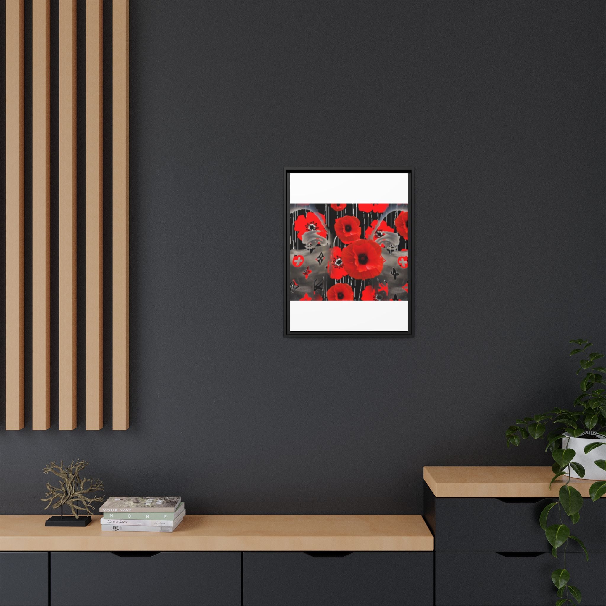 Framed Poppy Canvas Art — Bold Red Floral Wall Decor