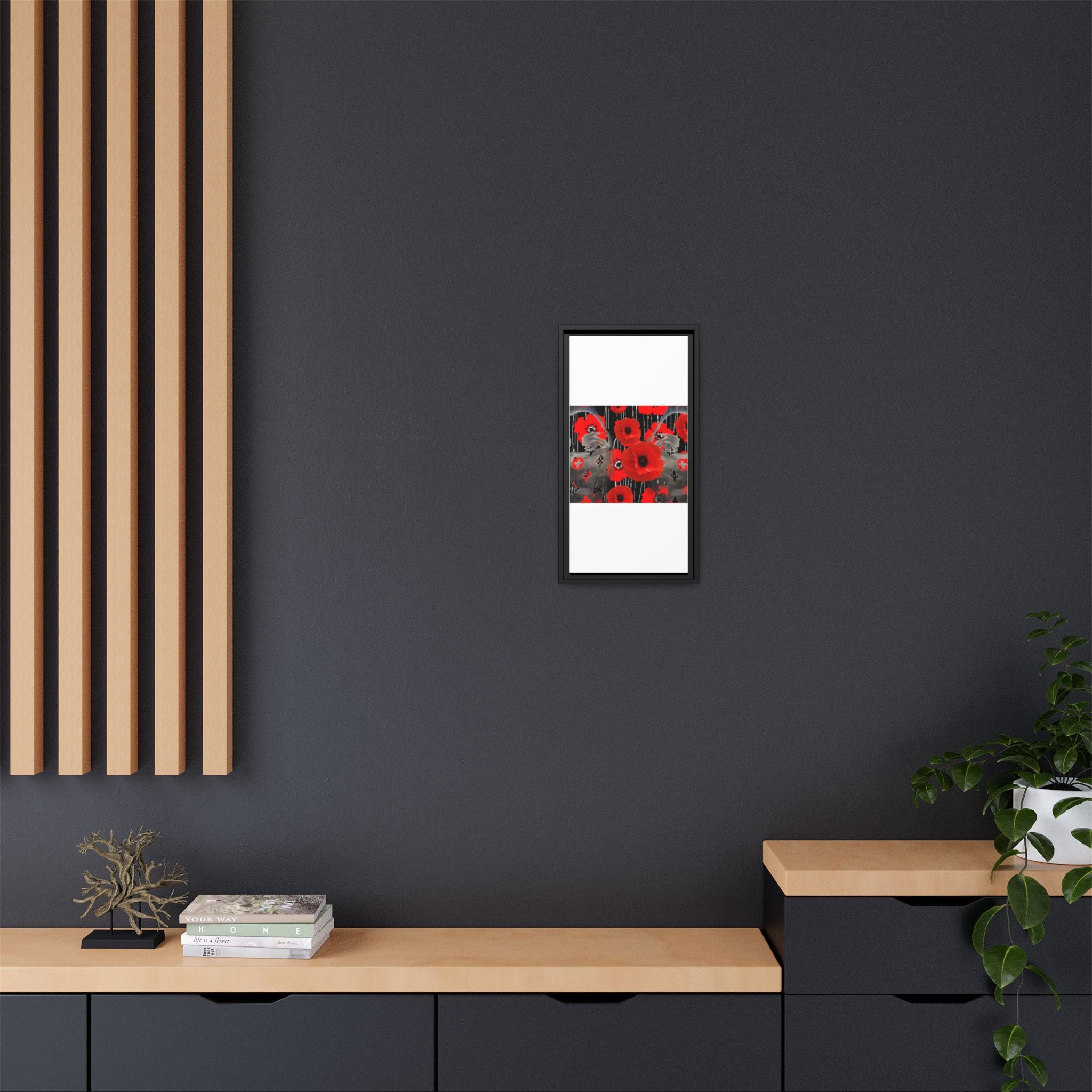 Framed Poppy Canvas Art — Bold Red Floral Wall Decor