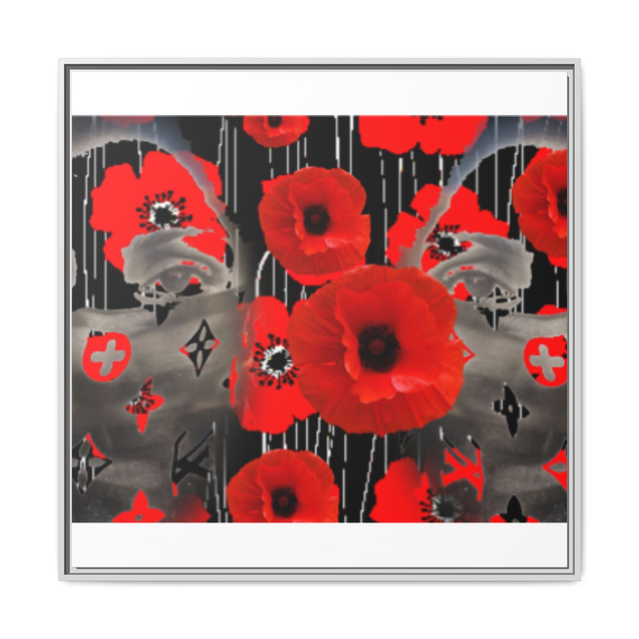 Framed Poppy Canvas Art — Bold Red Floral Wall Decor